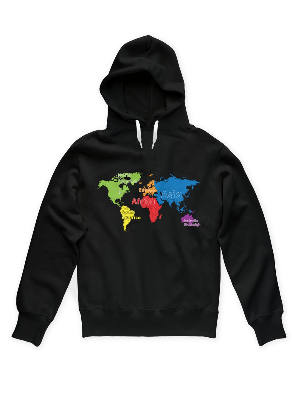 Kıtalarla Dünya Haritası Hoodie 3021701