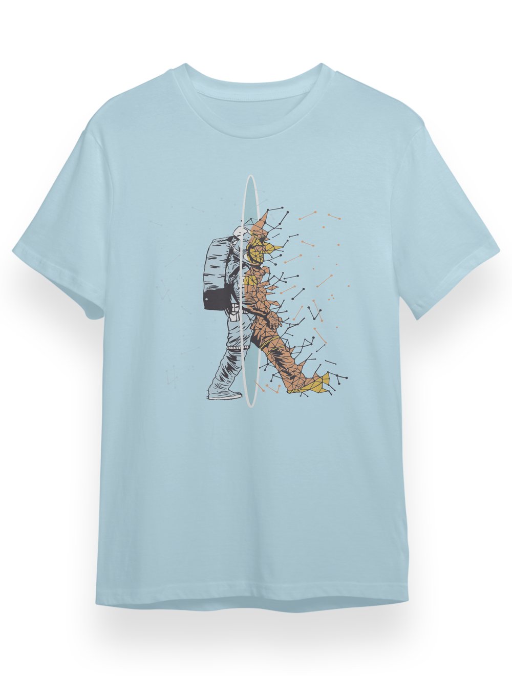 Kuppa Unisex Tişört Baby Blue Astronot Tasarımlı Tişört KUT1BB001