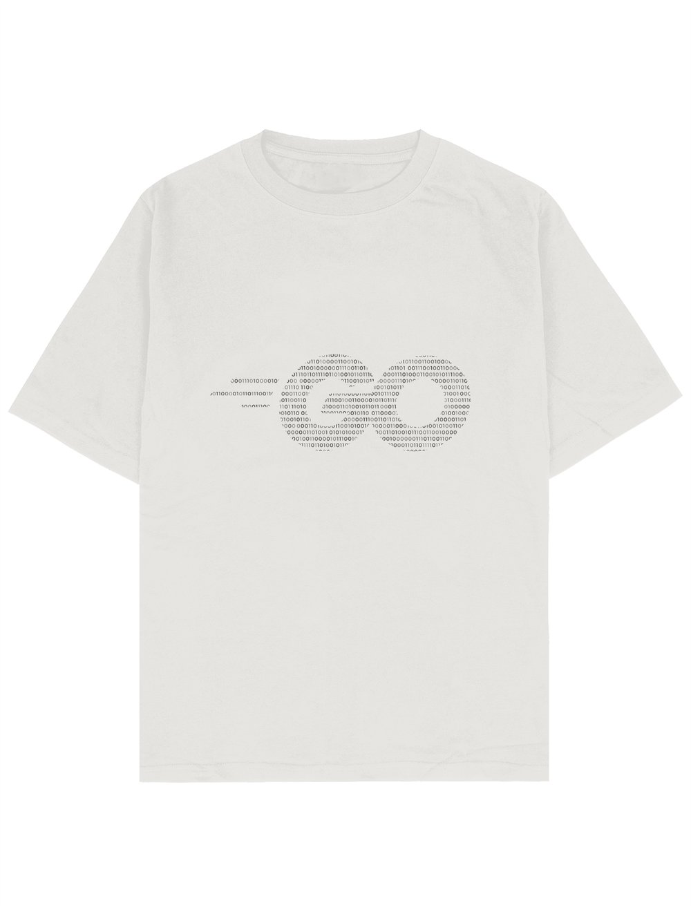 GO ve Binary Code Baskılı Beyaz Oversize Yazılımcı T-shirt