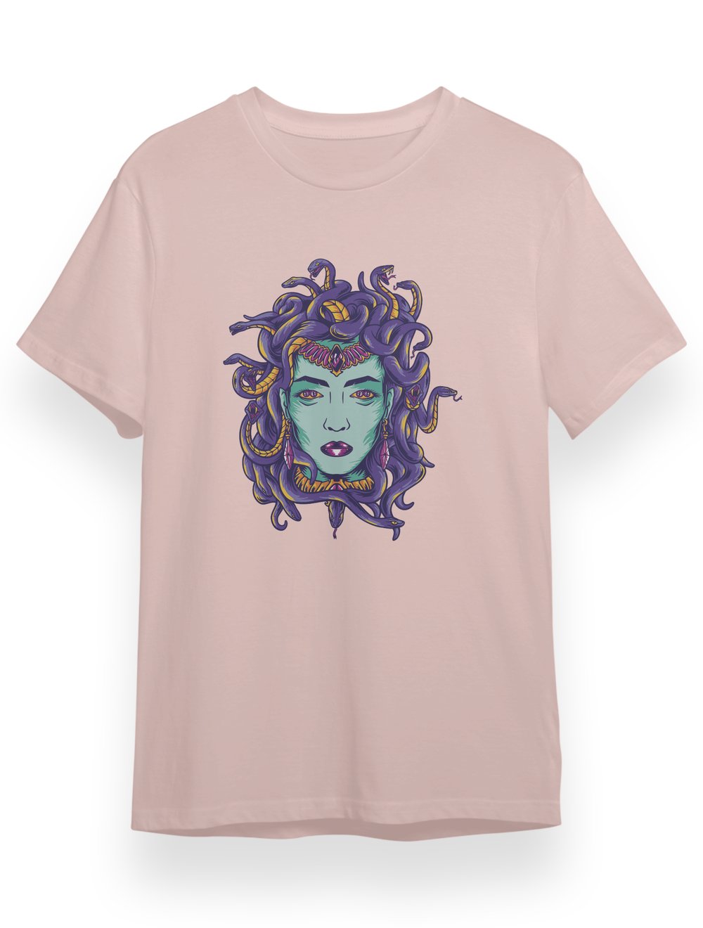 Kuppa Unisex Tişört Light Salmon Medusa Tasarımlı Tişört KUT1LS001