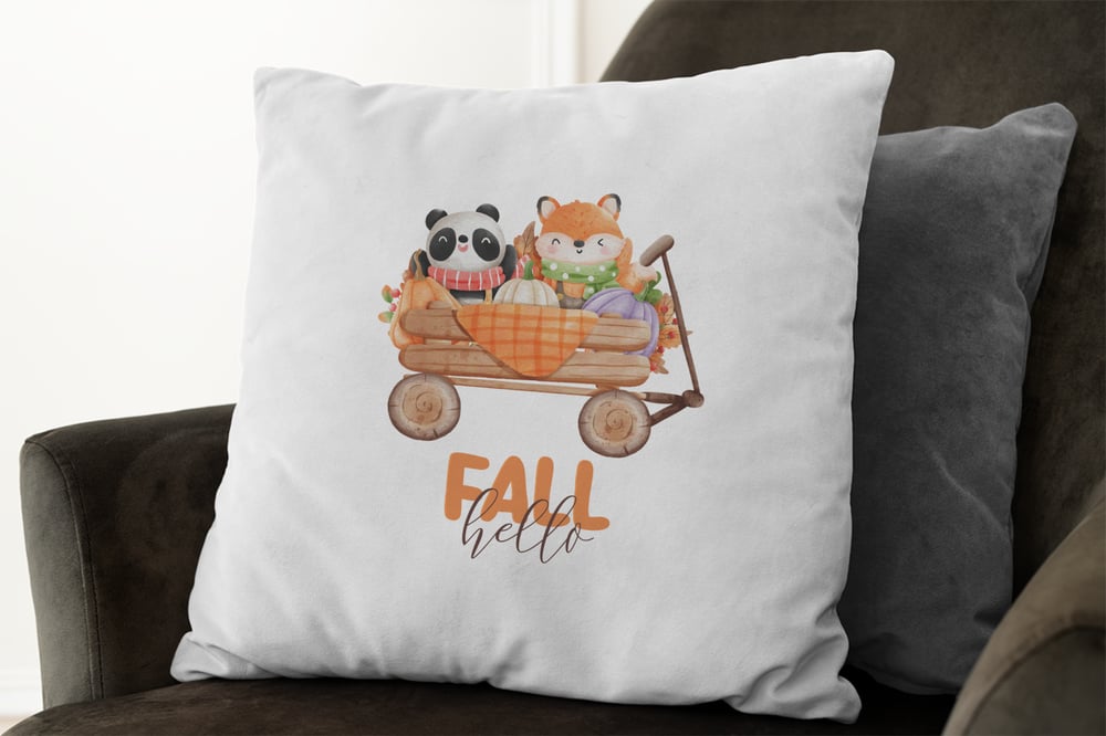Panda ve Tilki Yastık Beyaz