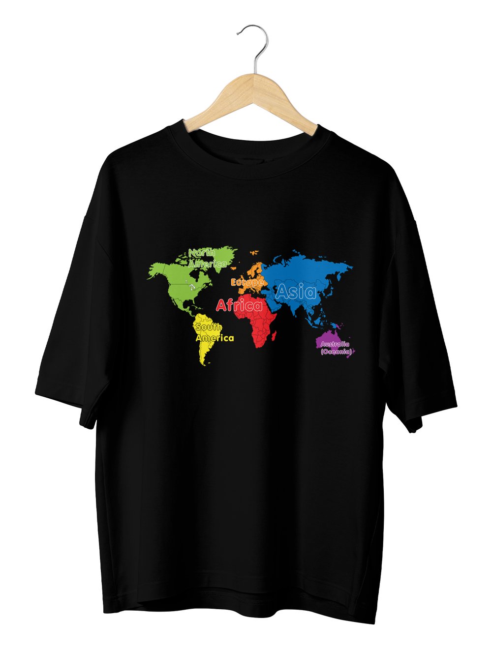 Kıtalarla Dünya Oversize T-Shirt 1111903