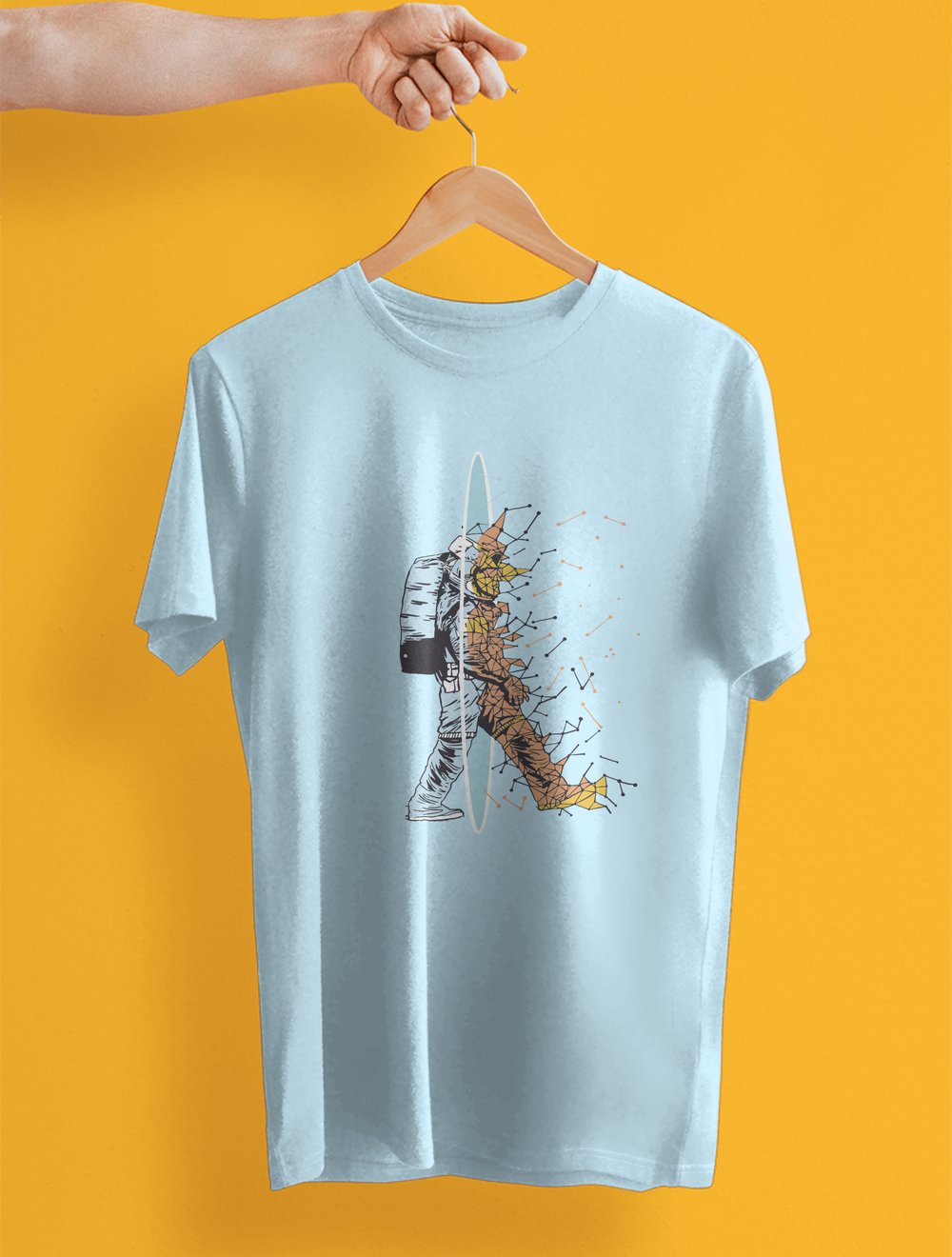 Kuppa Unisex Tişört Baby Blue Astronot Tasarımlı Tişört KUT1BB001
