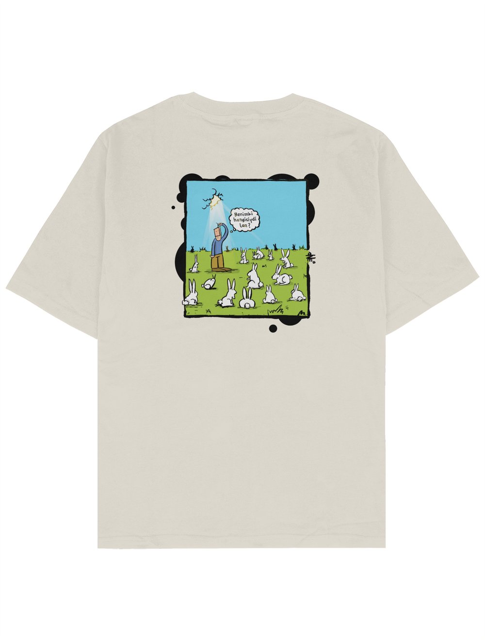 Beyaz Tavşanı Takip Et Oversize TShirt2
