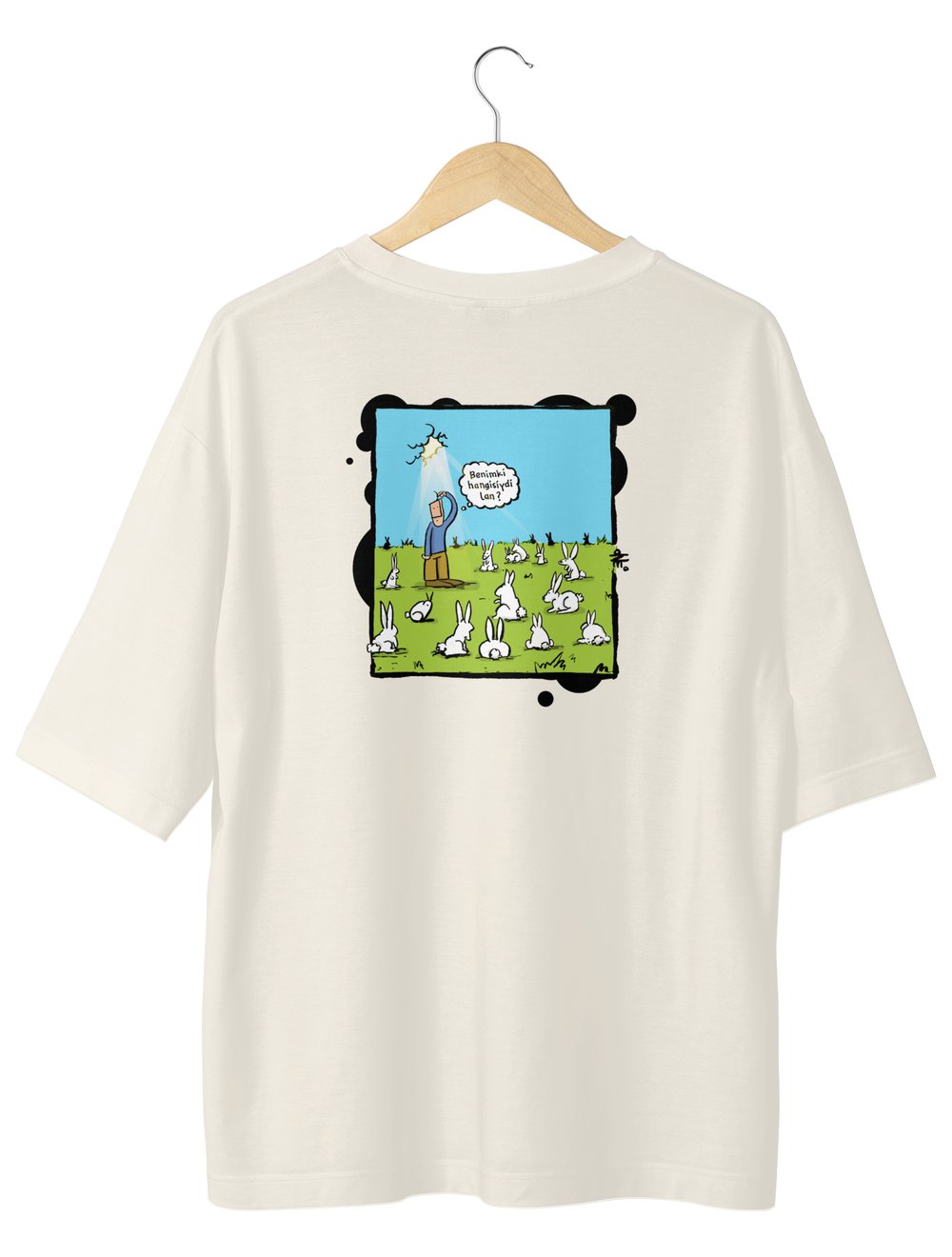 Beyaz Tavşanı Takip Et Oversize TShirt2