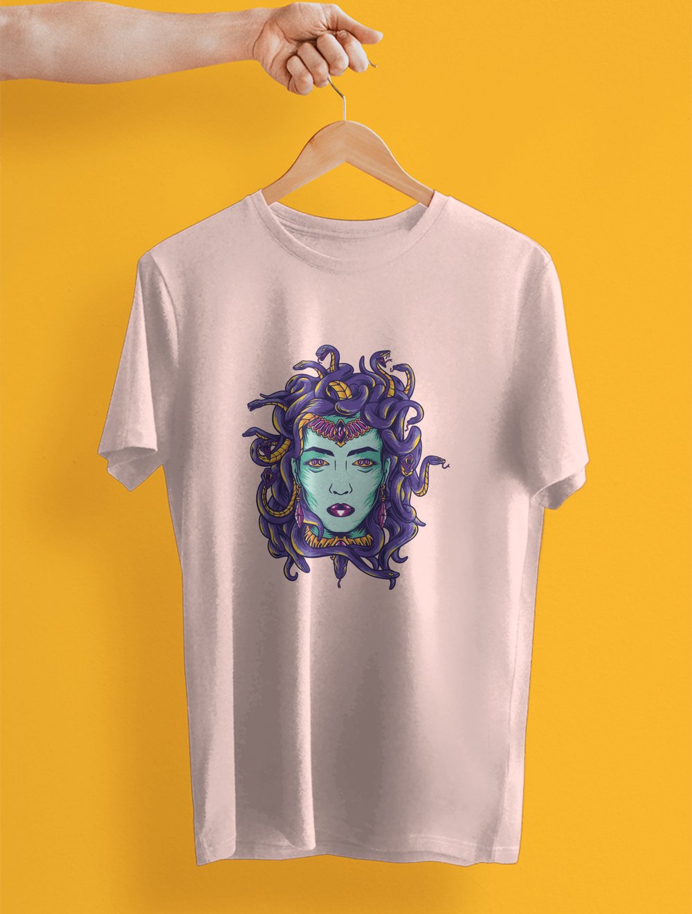 Kuppa Unisex Tişört Light Salmon Medusa Tasarımlı Tişört KUT1LS001