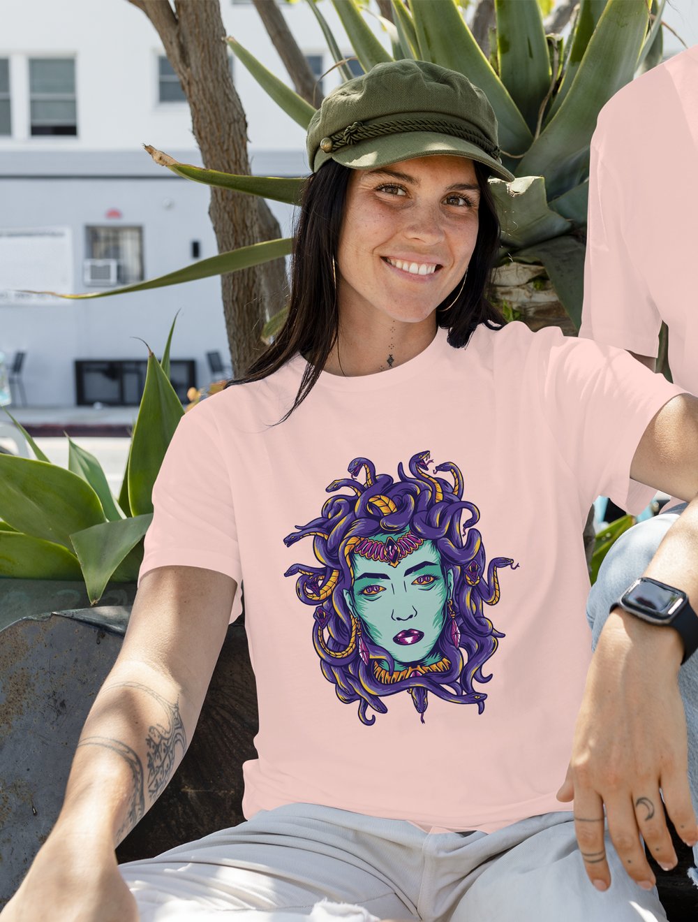 Kuppa Unisex Tişört Light Salmon Medusa Tasarımlı Tişört KUT1LS001