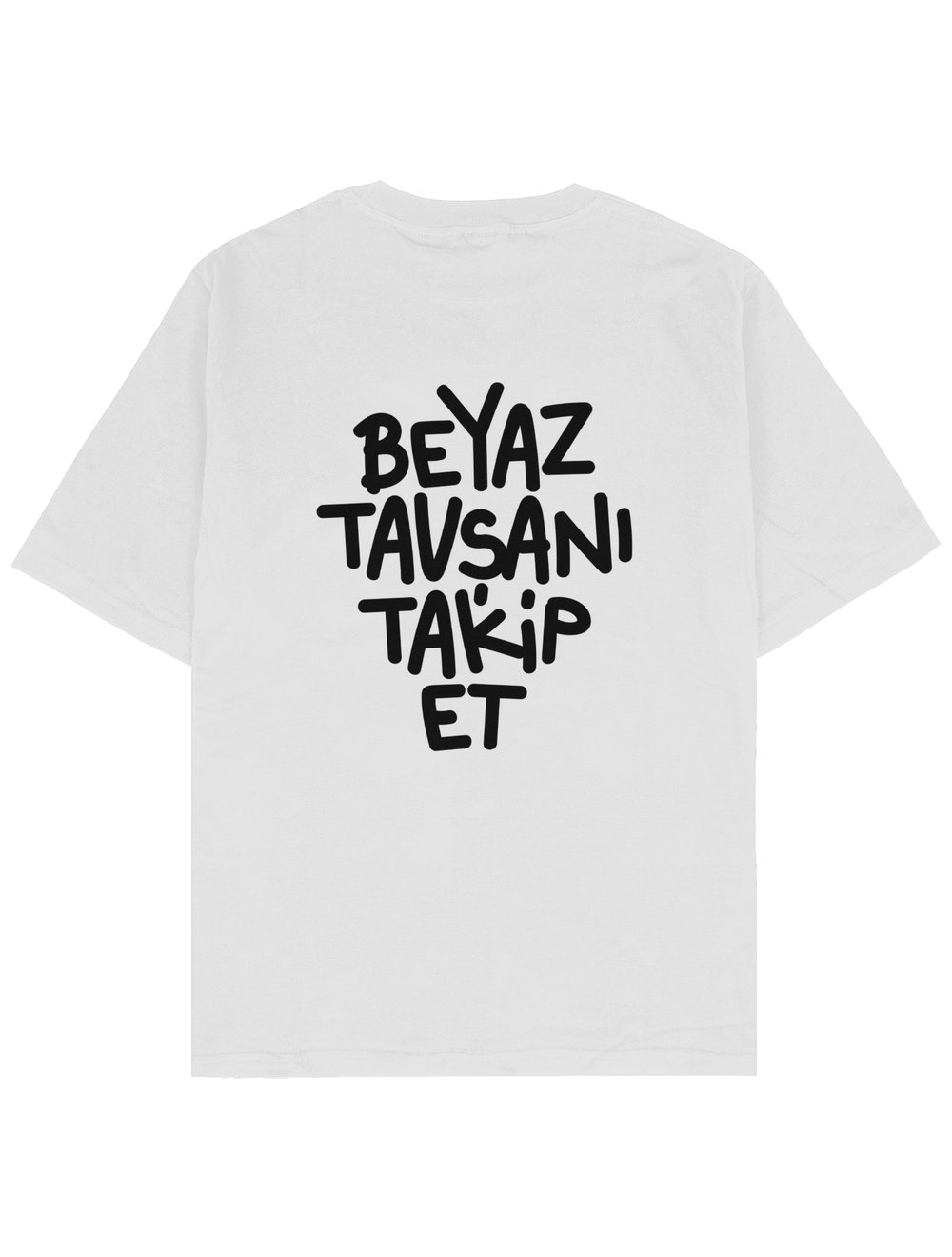 Beyaz Tavşanı Takip Et Oversize TShirt