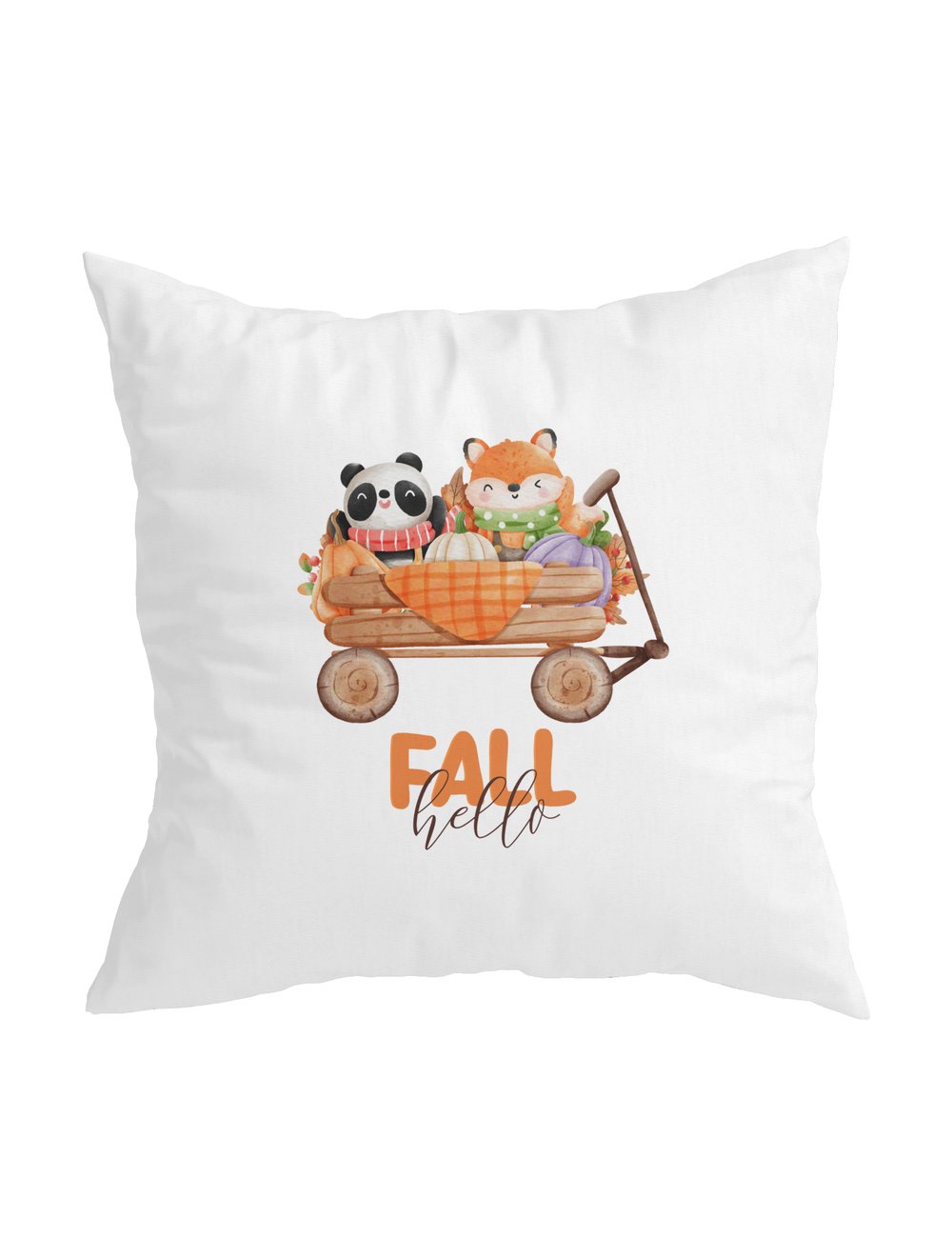 Panda ve Tilki Yastık Beyaz