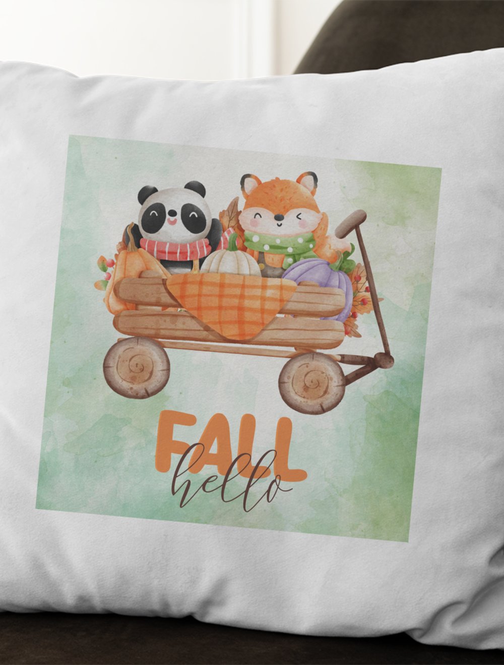 Panda ve Tilki Yastık Yeşil