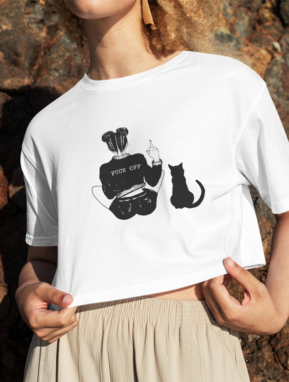 Cat & Girl Crop Top