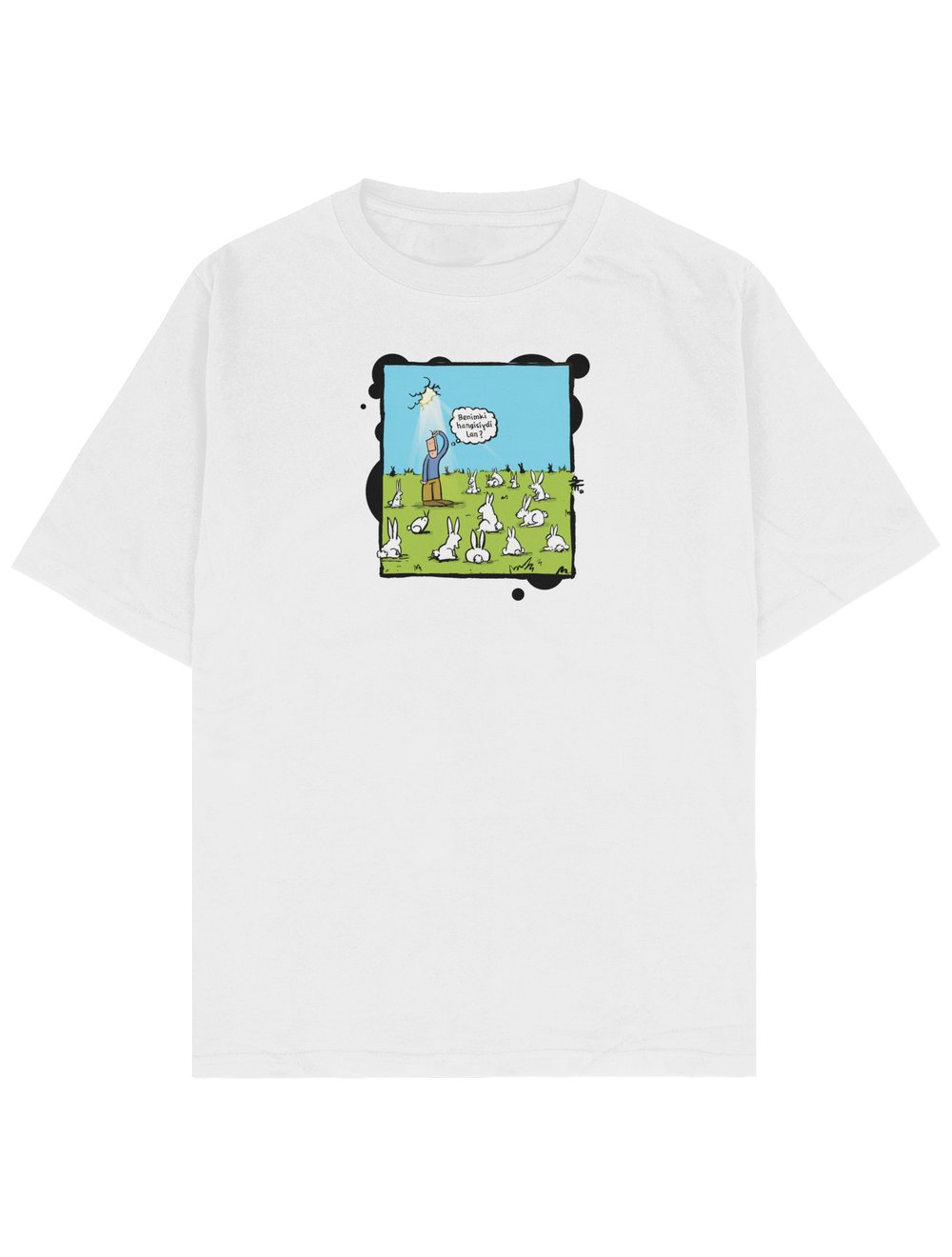 Beyaz Tavşanı Takip Et Oversize TShirt