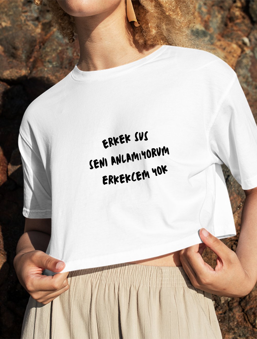 Erkek Sus Crop Top Oversize 7471318