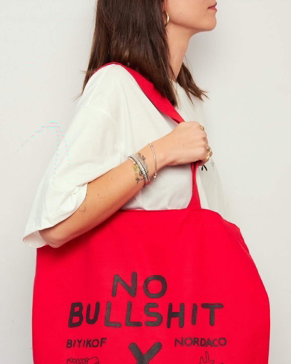 NO BULLSHIT KIRMIZI CANVAS  ÇANTA