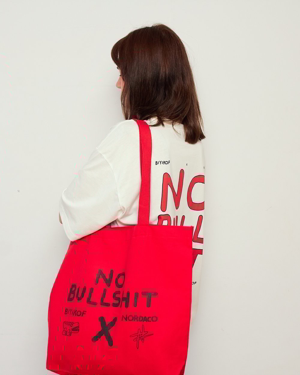 NO BULLSHIT KIRMIZI CANVAS  ÇANTA