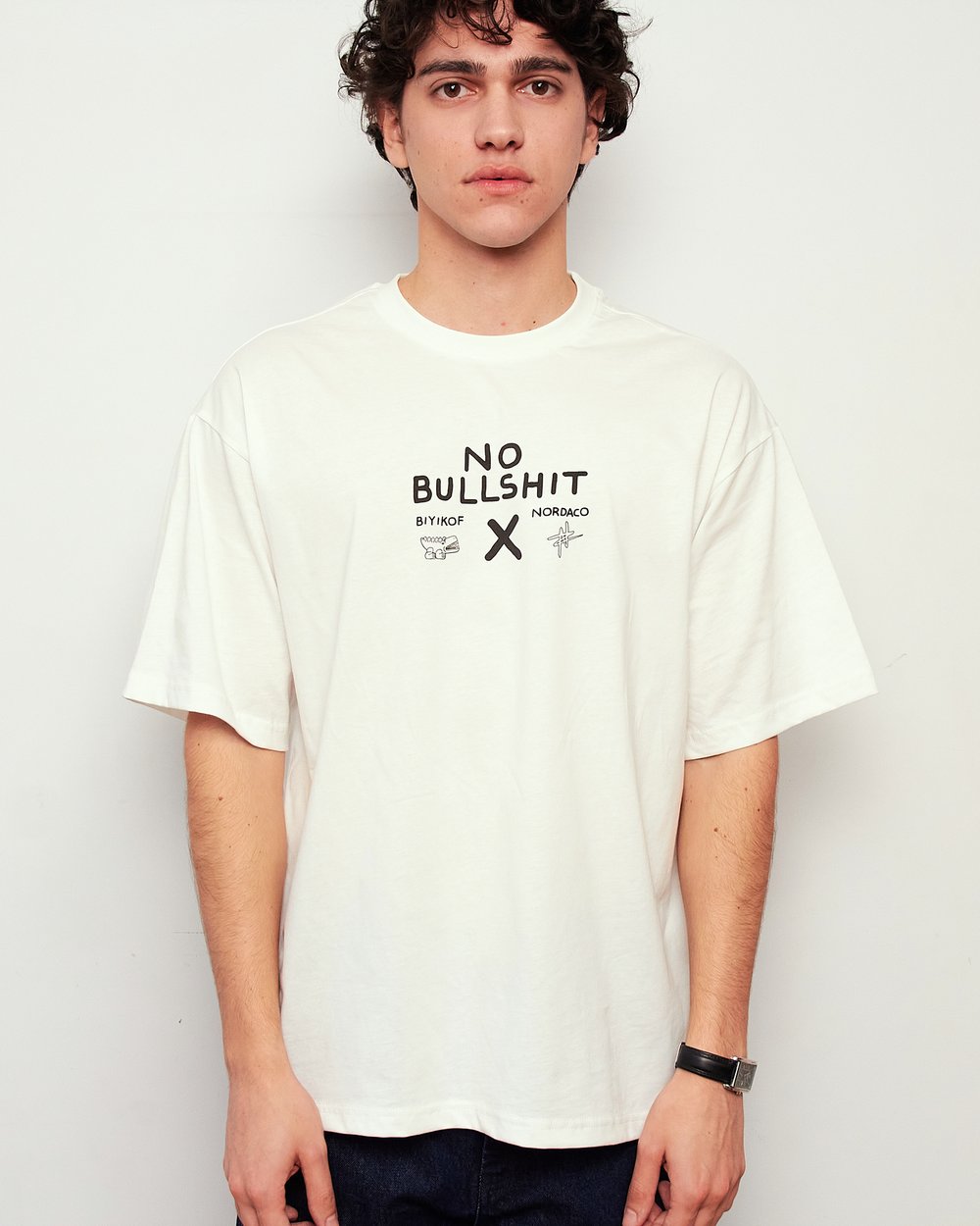 NO BULLSHIT OFF WHITE  KIRMIZI OVERSIZE TSHIRT