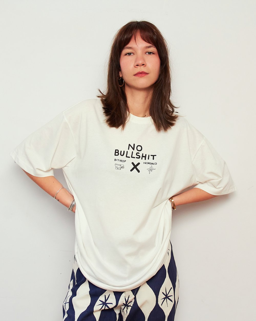 NO BULLSHIT OFF WHITE  KIRMIZI OVERSIZE TSHIRT