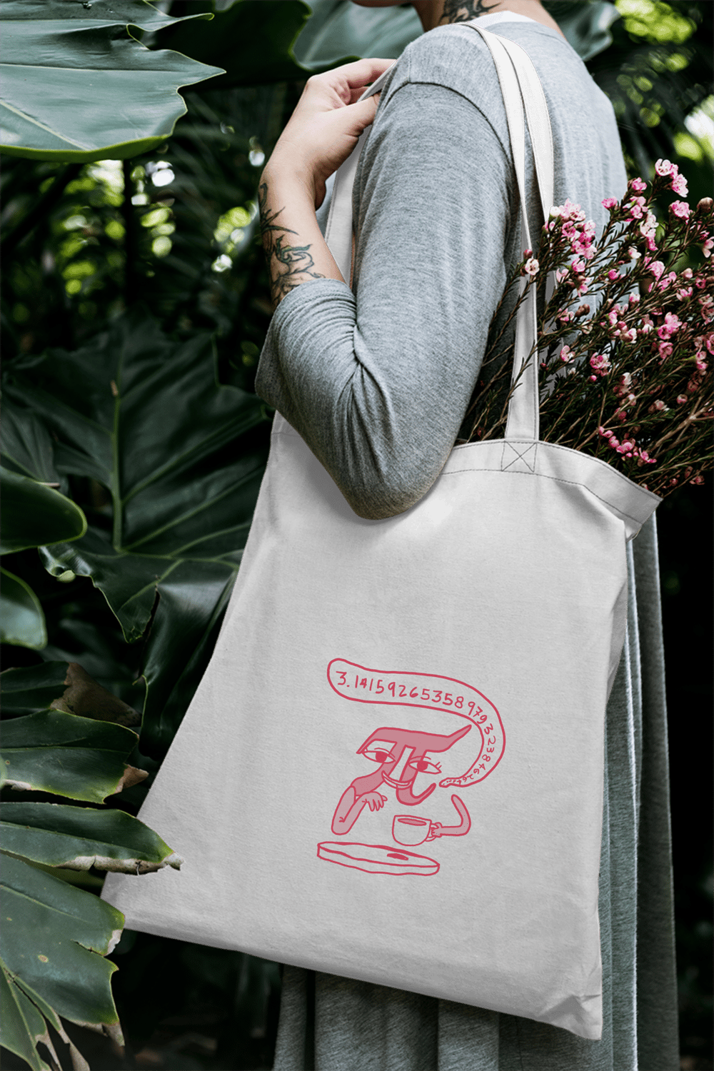 Matematik Giyim Bez Çanta Kırmızı Pi sayısı