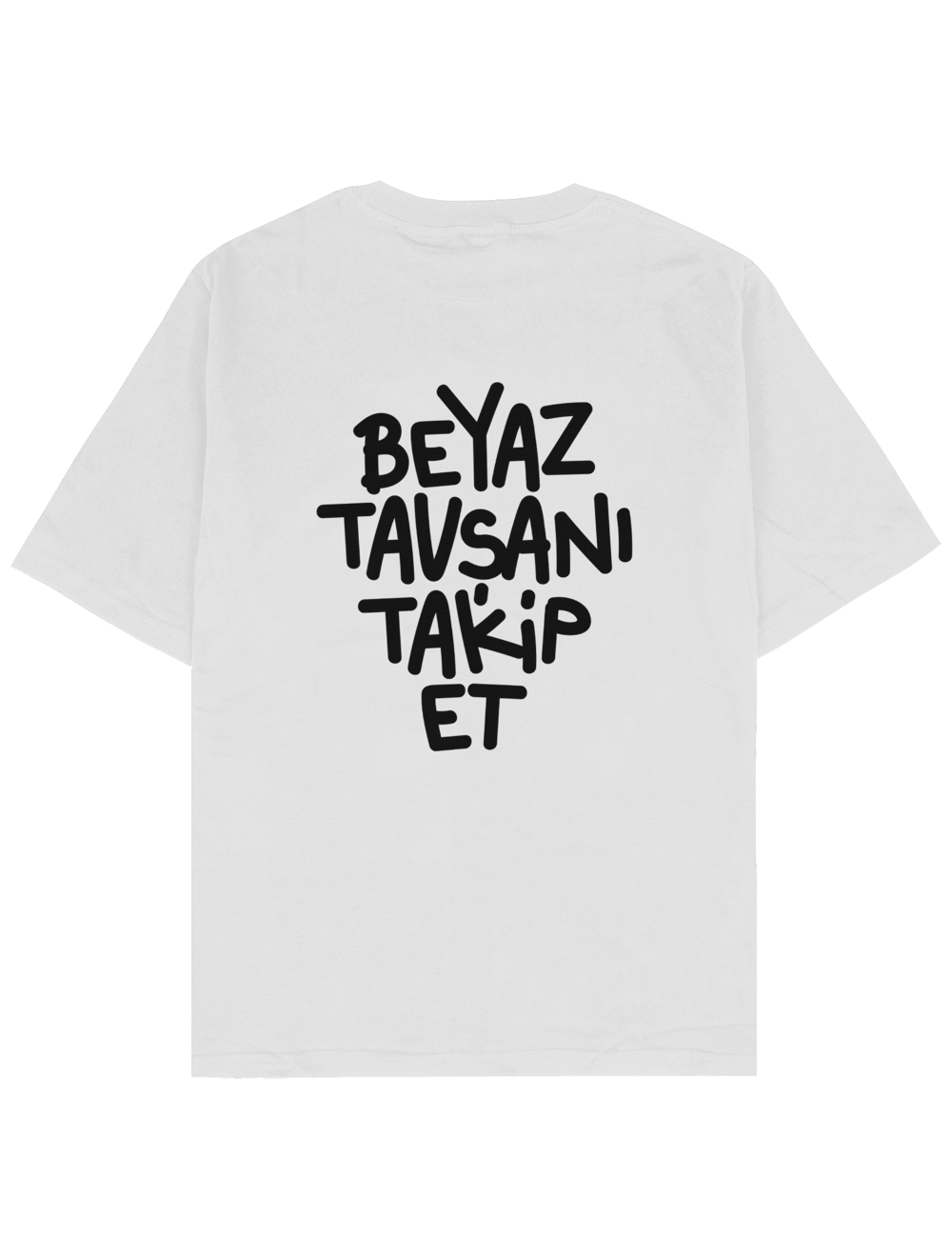 Beyaz Tavşanı Takip Et Oversize TShirt