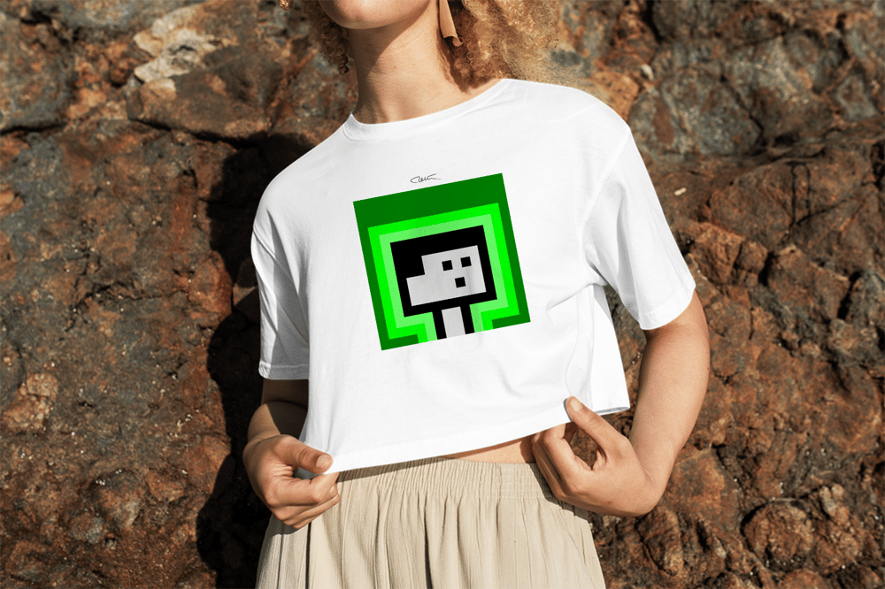 Pixel Art Green Crop Top