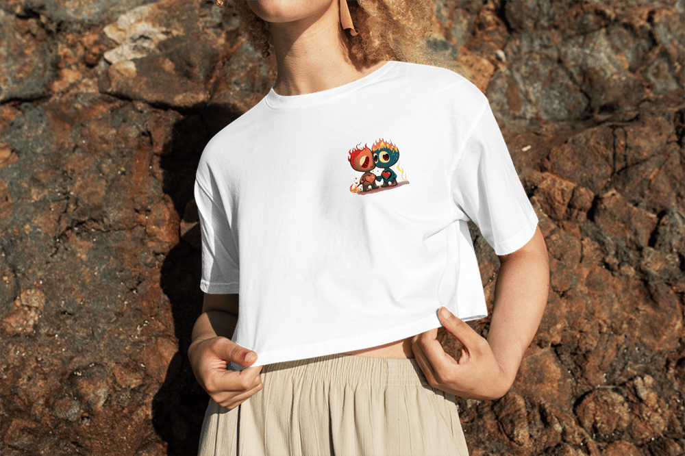 Ateş ve Su Crop Top Oversize 1221819