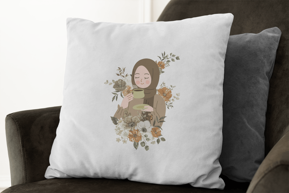 Kahve İçen Kız Yastık