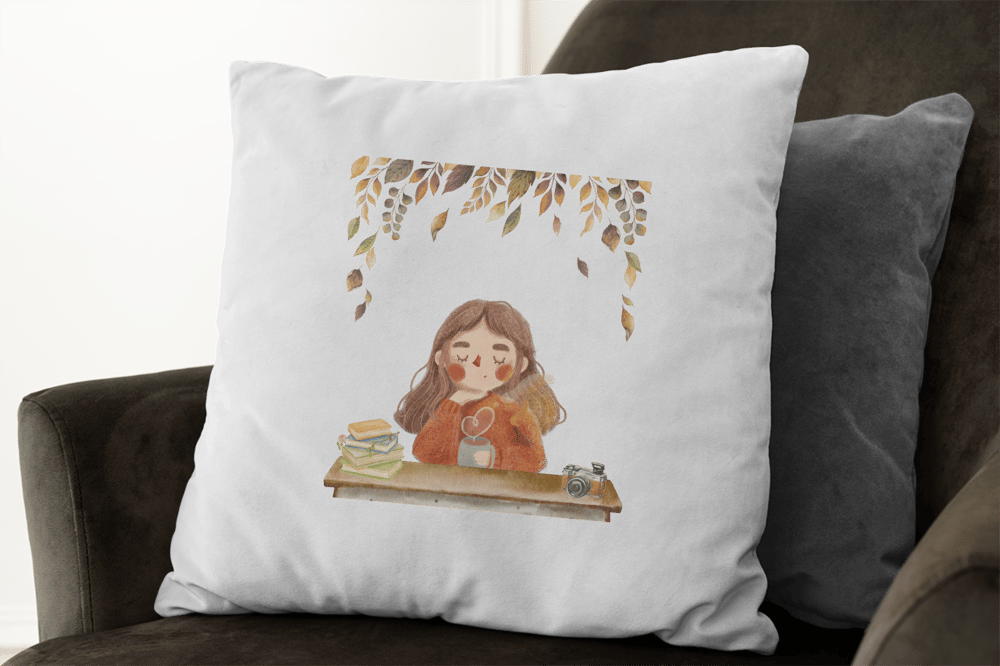 Kahve İçen Kız Yastık
