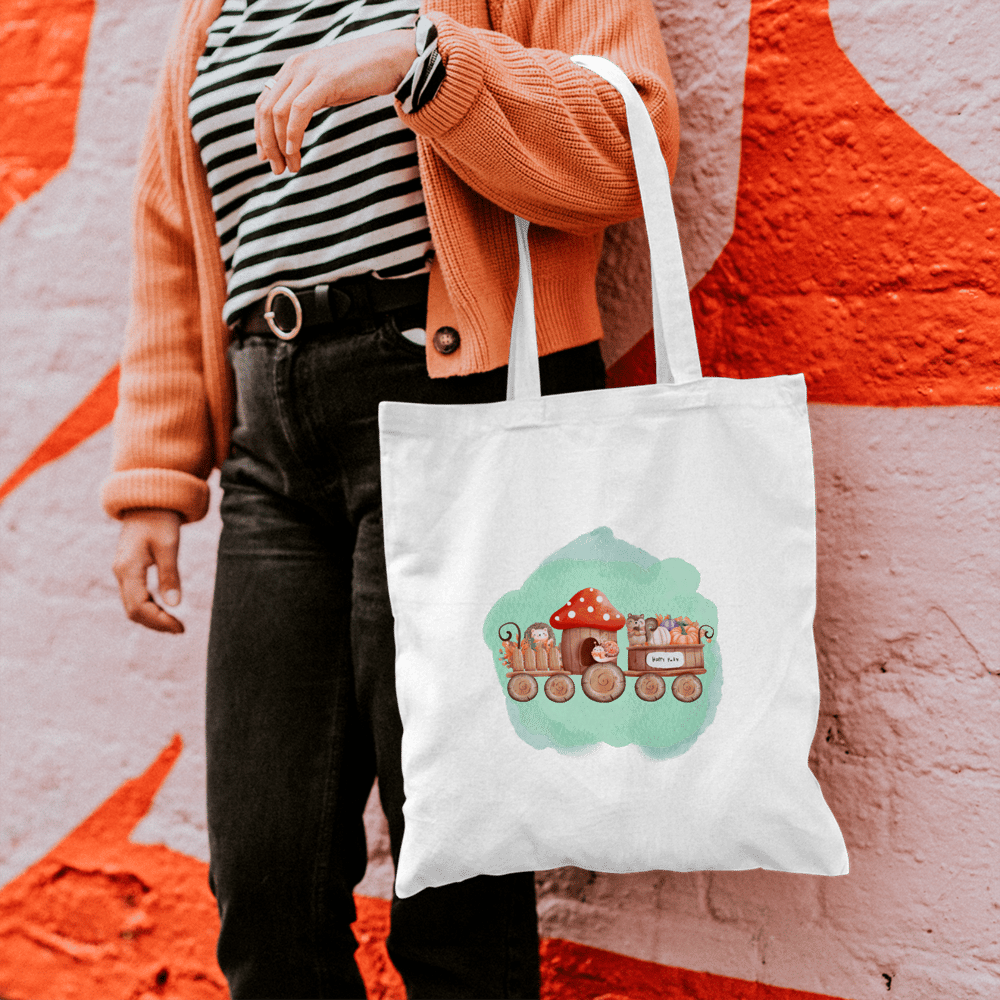 Güz Treni Bez Çanta Yeşil