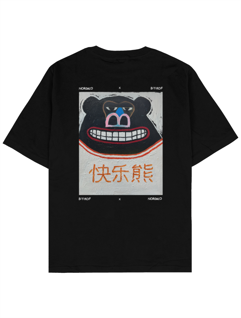HAPPY BEAR SİYAH OVERSIZE TSHIRT