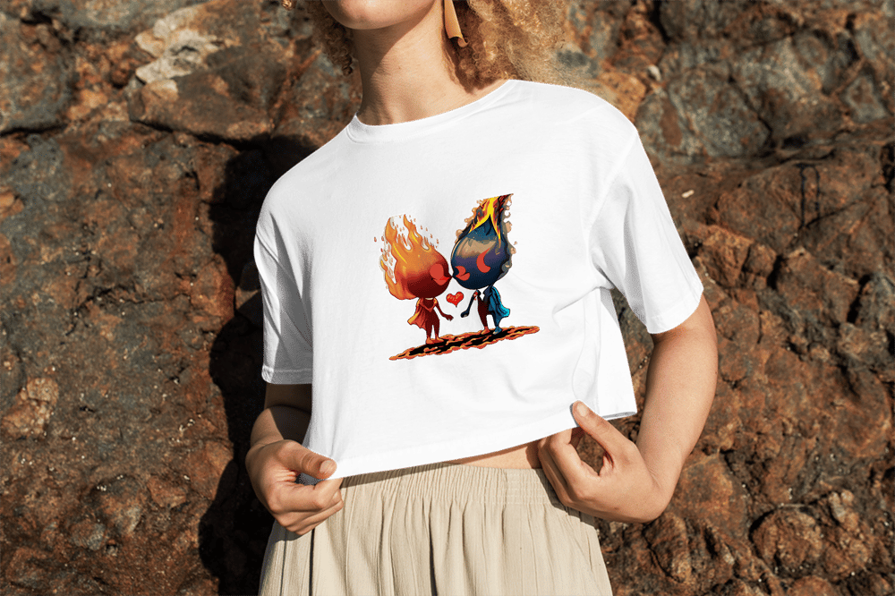 Ateş ve Su Crop Top Oversize 5121755