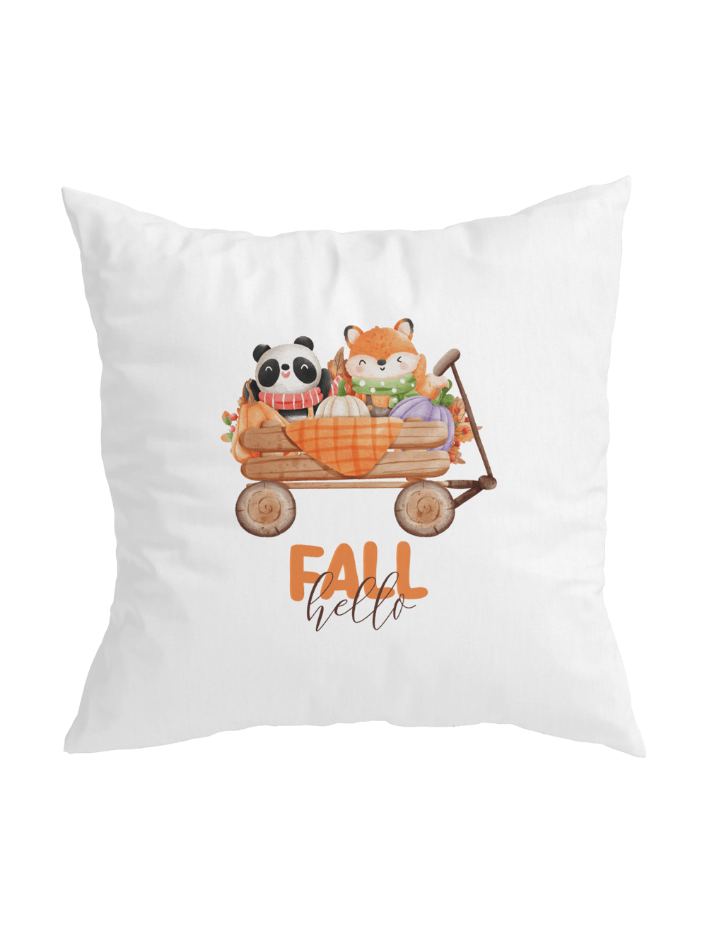 Panda ve Tilki Yastık Beyaz