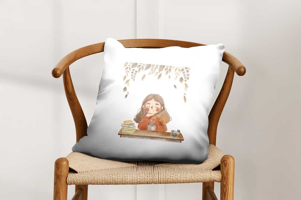 Kahve İçen Kız Yastık