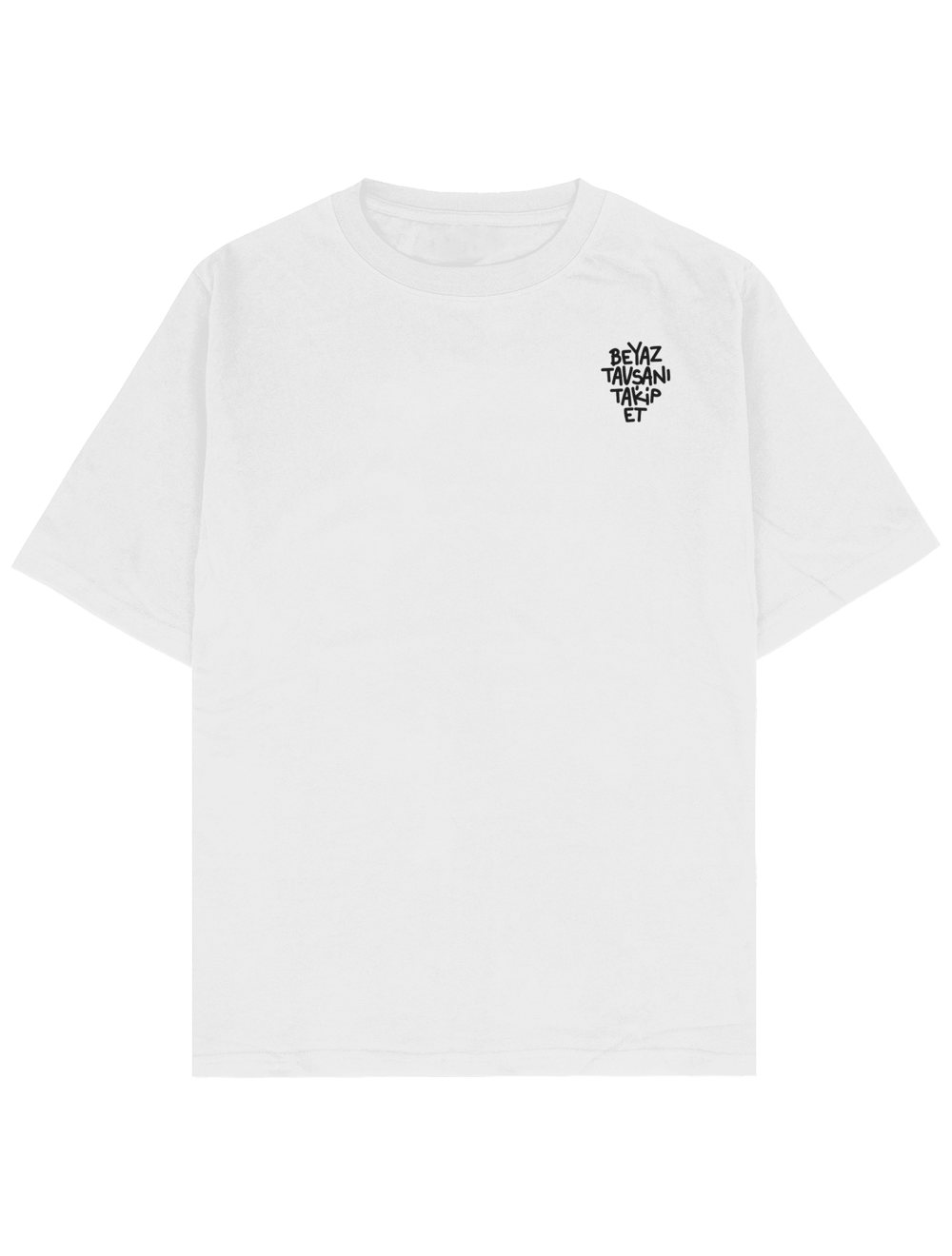 Beyaz Tavşanı Takip Et Oversize TShirt2