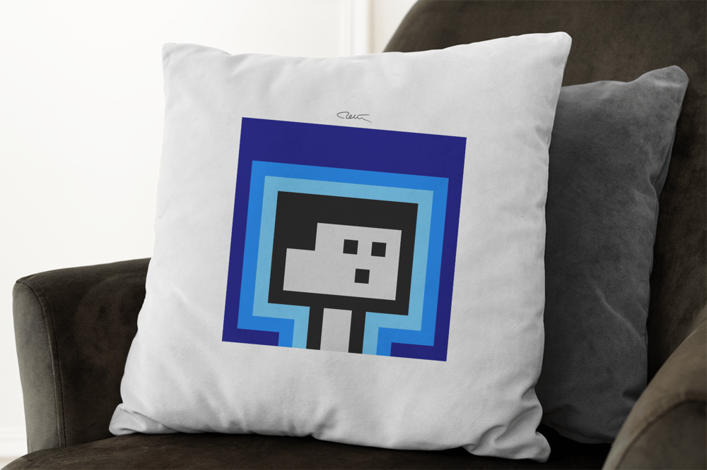 PixelArt Blue Pillow 