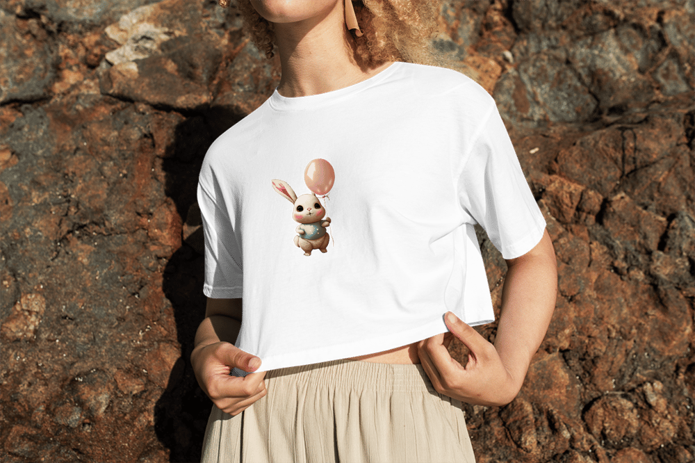 Tavşan ve Balon Crop Top Oversize 9491554
