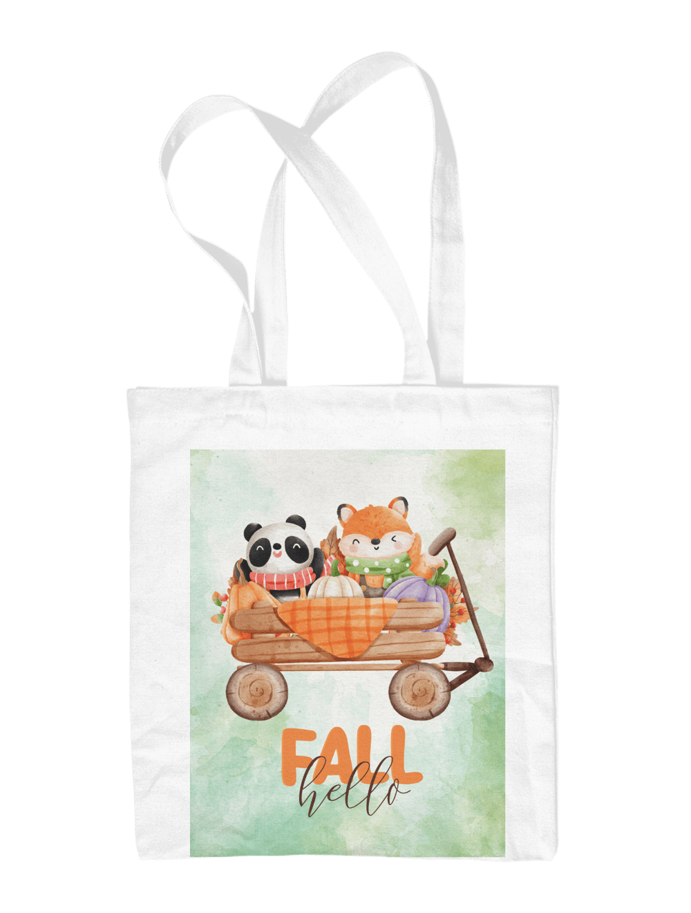 Panda ve Tilki Bez Çanta Yeşil