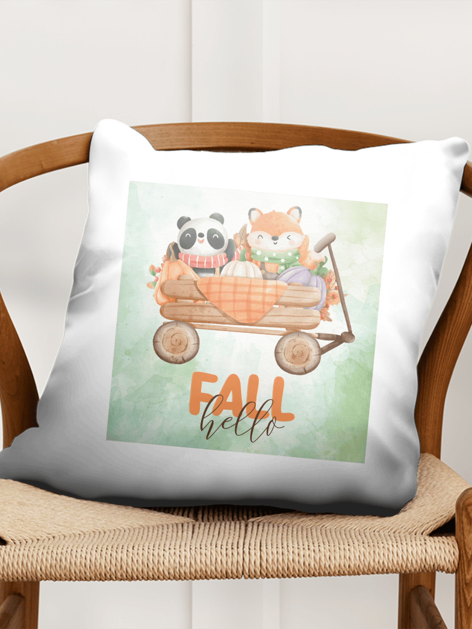 Panda ve Tilki Yastık Yeşil