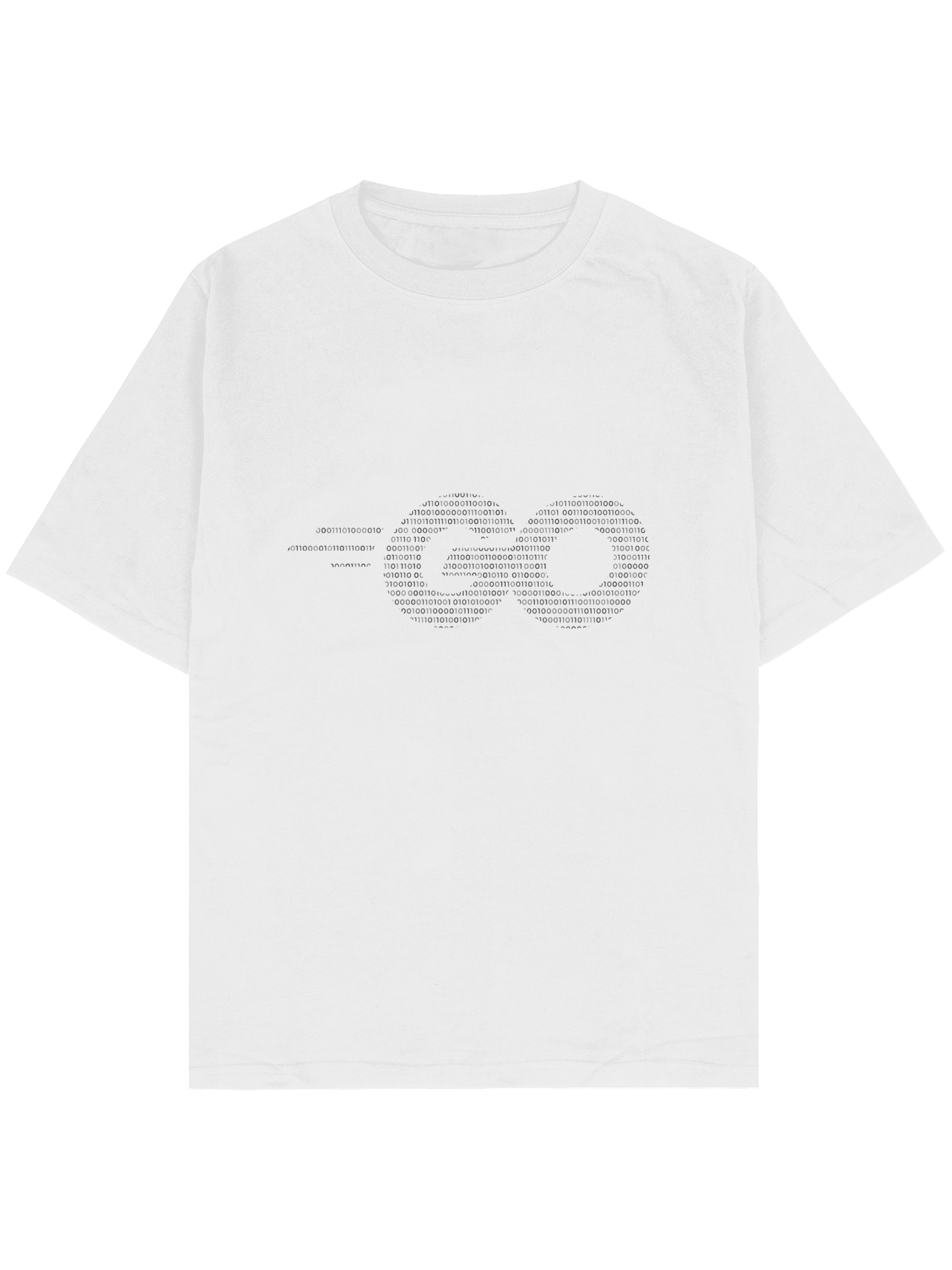 GO ve Binary Code Baskılı Beyaz Oversize Yazılımcı T-shirt