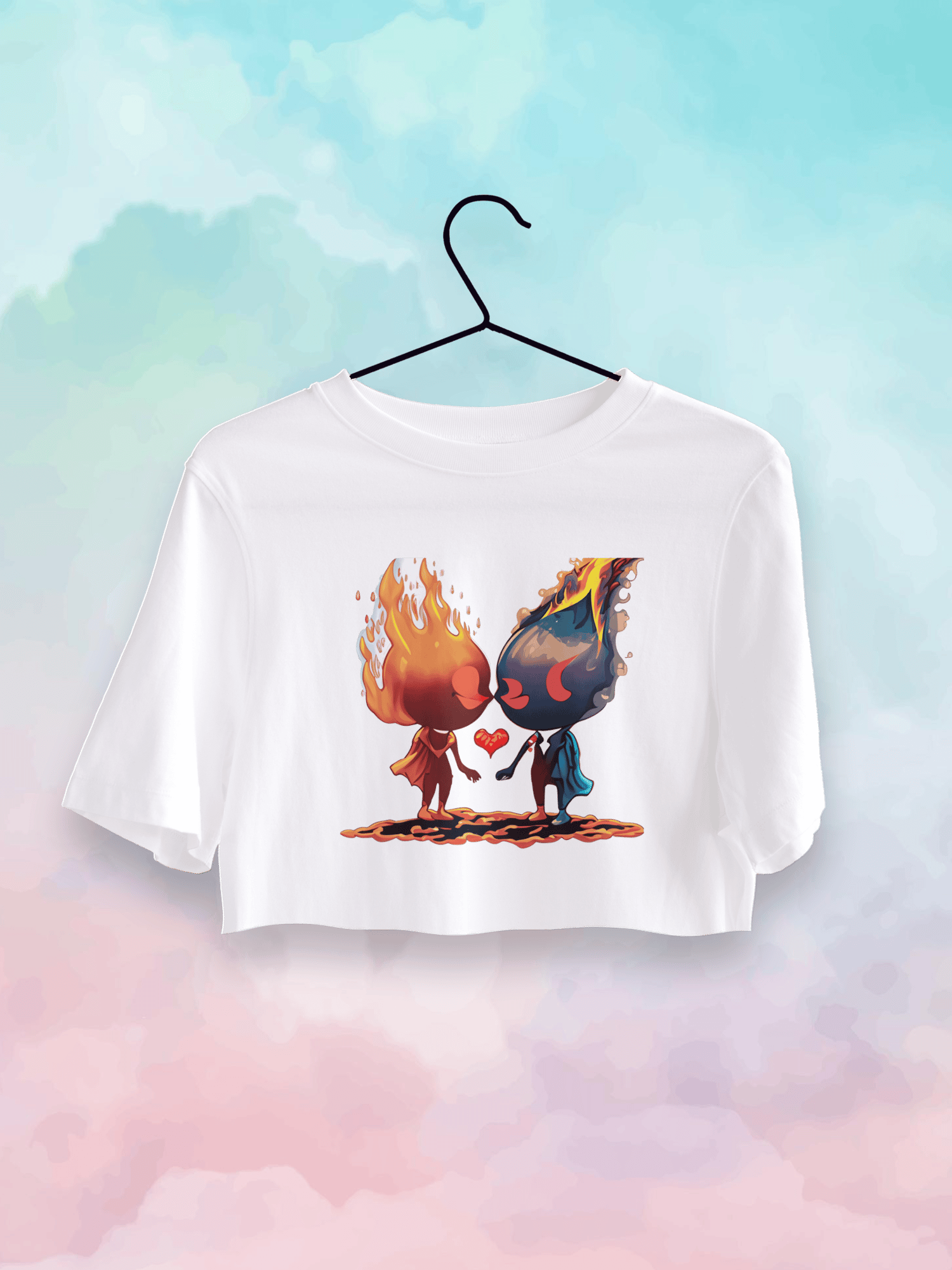 Ateş ve Su Crop Top Oversize 5121755