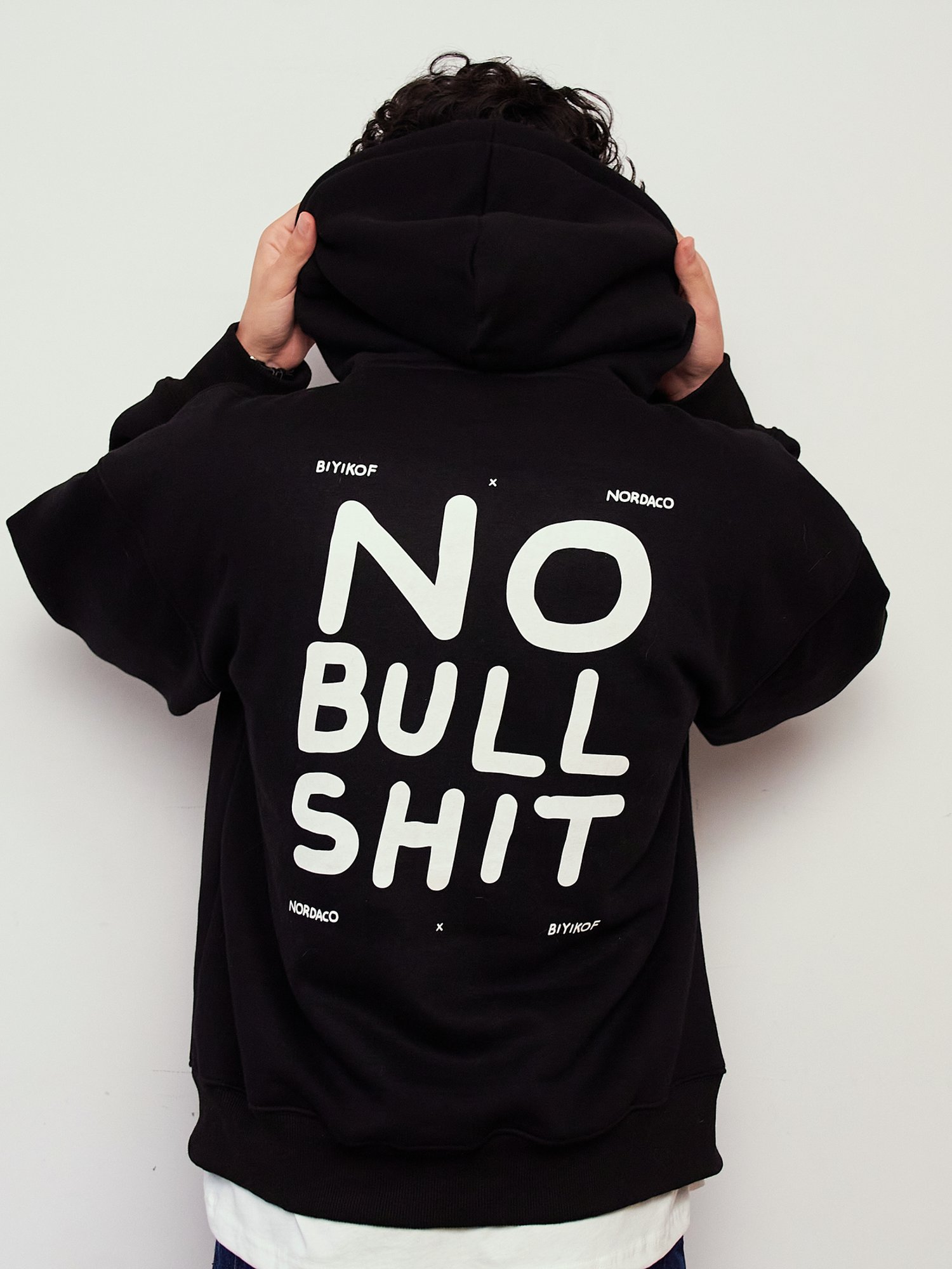 NO BULLSHIT SİYAH OVERSIZE HOODIE