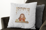 Kahve İçen Kız Yastık