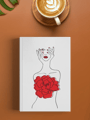 Line Art Woman Baskılı Defter