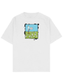 Beyaz Tavşanı Takip Et Oversize TShirt