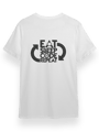 Eat Sleep Code Repeat Baskılı Beyaz Bisiklet Yaka T-shirt